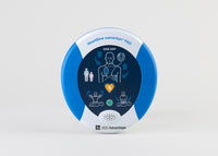 A blue and gray HeartSine 350P AED machine